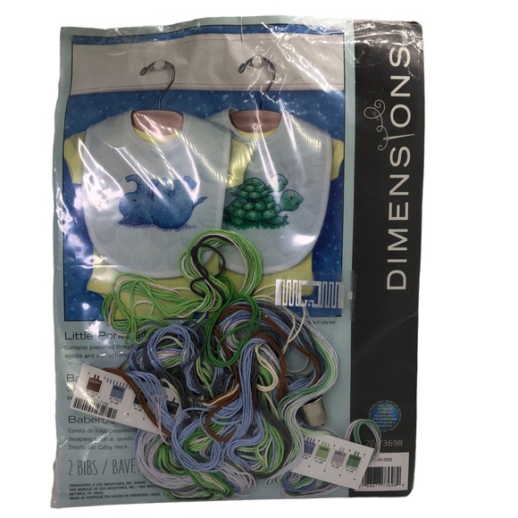 DIMENSIONS 2 Bibs Stamped Cross Stitch Kit #70-73698 – Elephant & Turtle Design - Picture 14 of 14